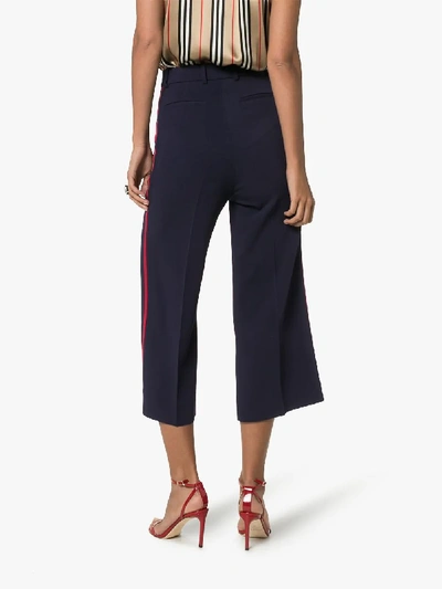 Shop Gucci Web Stripe Culottes In Blue