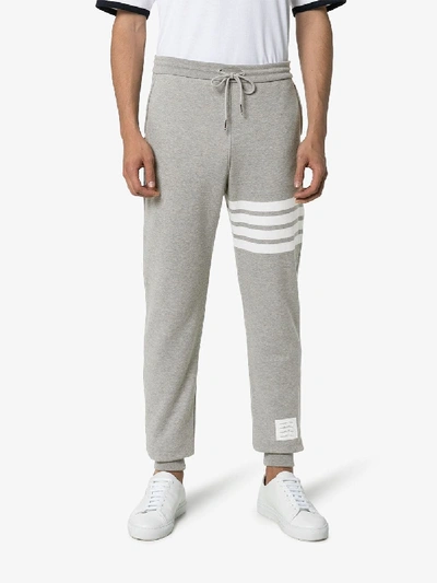 Shop Thom Browne Stripe Track Pants In Grey