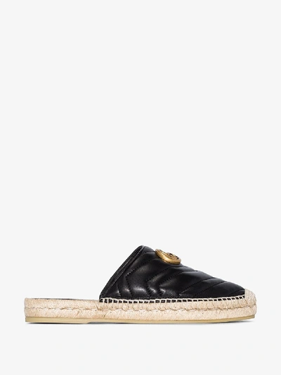 Shop Gucci Black Pilar Leather Espadrilles