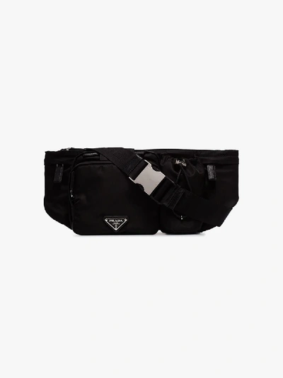 Shop Prada Black Logo Plaque Cross Body Bag