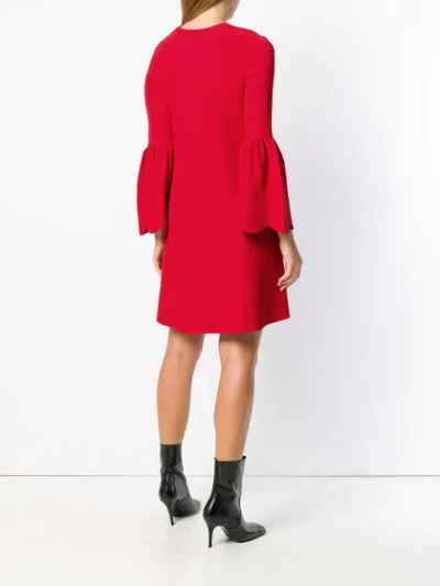 Shop Valentino Bell Sleeved Dress - Red