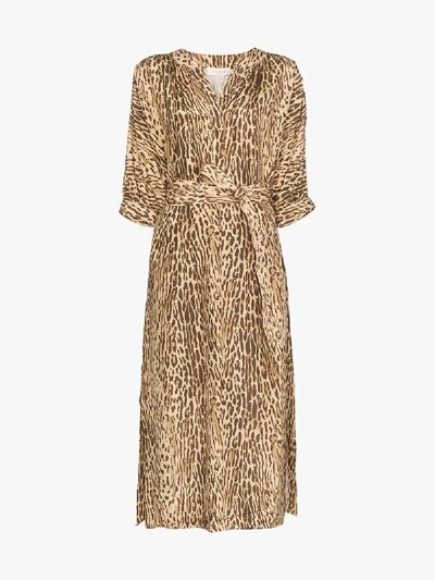 Shop Zimmermann Leopard-print Midi Dress In Brown