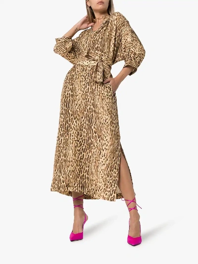 Shop Zimmermann Leopard-print Midi Dress In Brown