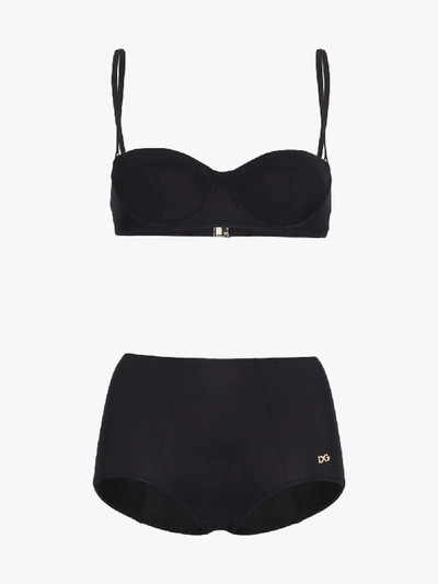 Shop Dolce & Gabbana High Waist Underwire Bikini In Black