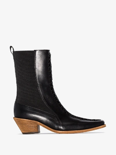Shop Haider Ackermann Black Ela 50 Leather Ankle Boots