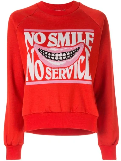 Shop Stella Mccartney "no Smile No Service" Sweater In Red