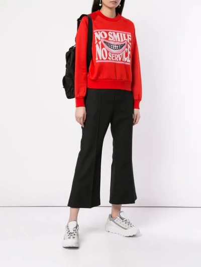 Shop Stella Mccartney "no Smile No Service" Sweater In Red