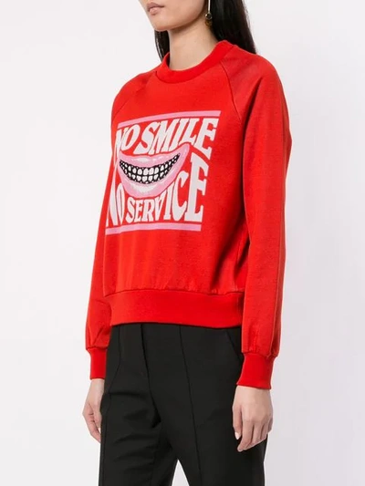 Shop Stella Mccartney "no Smile No Service" Sweater In Red