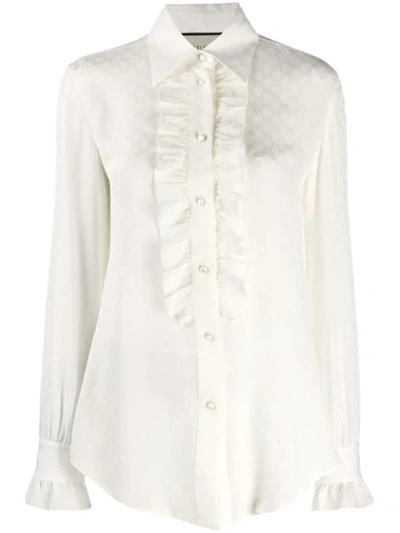 Shop Gucci Jacquard Blouse In White