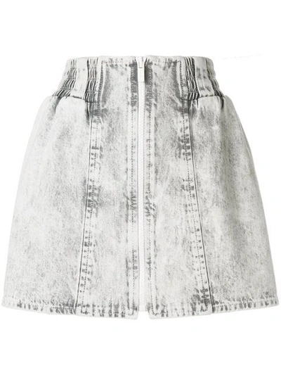 Shop Miu Miu Bleached Denim Mini Skirt In Grey