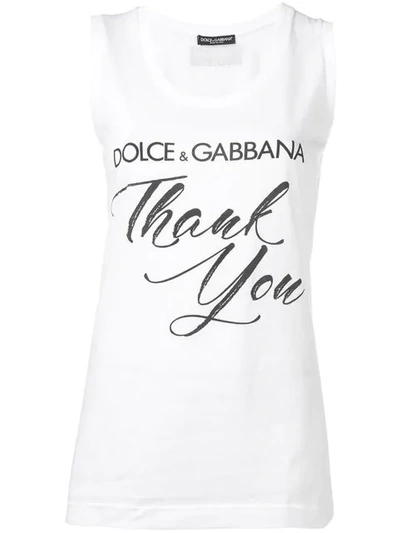 Shop Dolce & Gabbana Thank You Tank Top In White