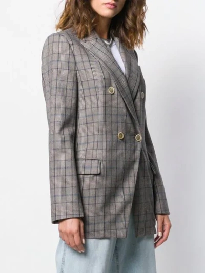 BRUNELLO CUCINELLI 双排扣格纹西装夹克 - 灰色