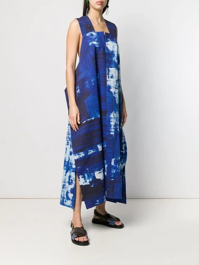 Shop Issey Miyake Abstract Print Dress In Blue