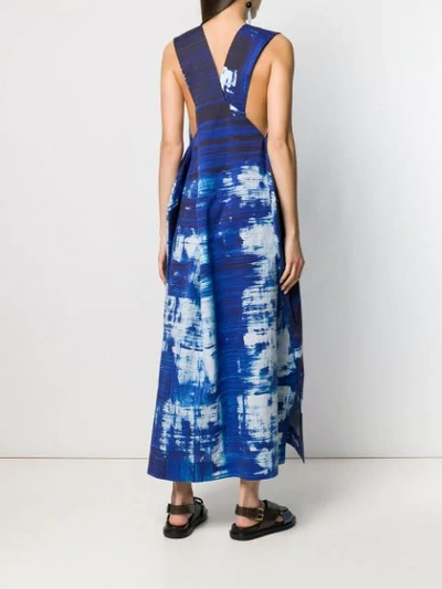 Shop Issey Miyake Abstract Print Dress In Blue