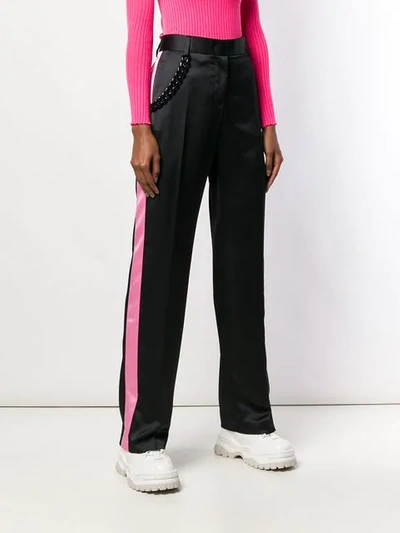 Shop Msgm Colour-block Straight Legs In Black