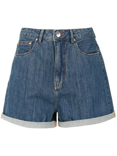 Shop Amapô Mom's Denim Shorts In Blue