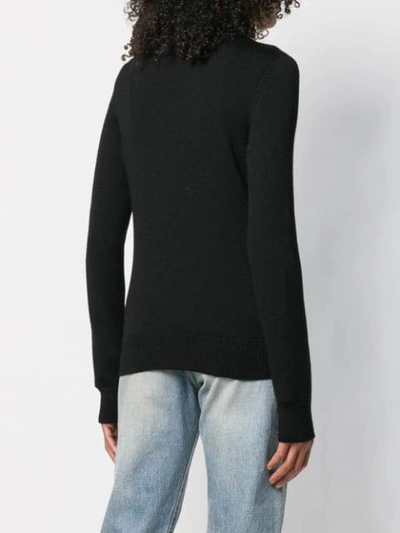 Shop Saint Laurent Embellished Logo Jumper In Black