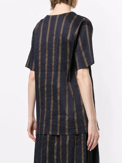 Shop Uma Wang Striped Short-sleeve Top In Blue