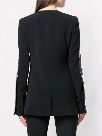 Shop David Koma Sequin Panel Blazer In Black