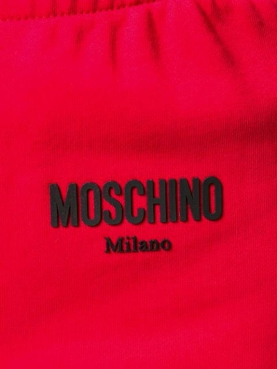 Shop Moschino Logo Print Track Shorts In Red