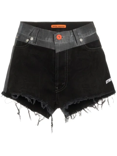 Shop Heron Preston Contrast-waistband Denim Shorts In Black