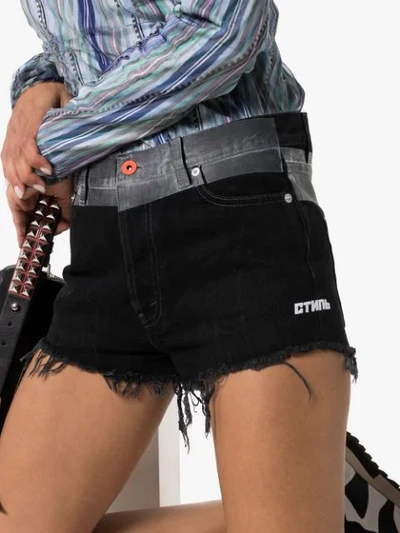 Shop Heron Preston Contrast-waistband Denim Shorts In Black