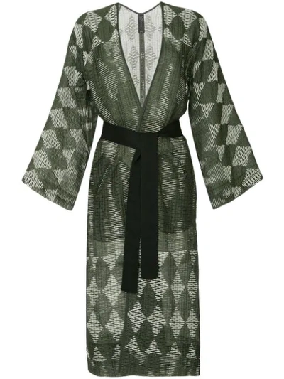 Shop Zero + Maria Cornejo Belted Kimono Coat In Green