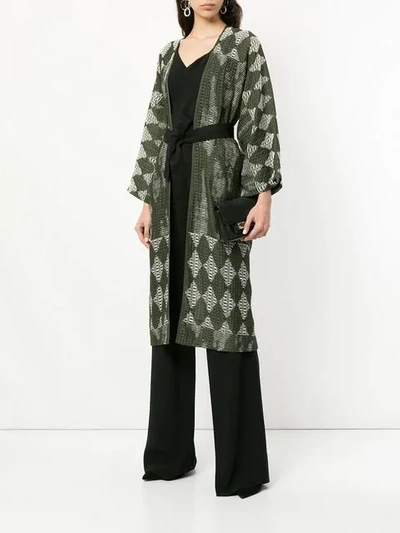 Shop Zero + Maria Cornejo Belted Kimono Coat In Green