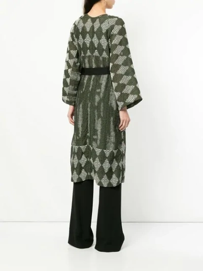 Shop Zero + Maria Cornejo Belted Kimono Coat In Green