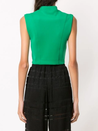 Shop À La Garçonne Drawstring Cropped Blouse In Green