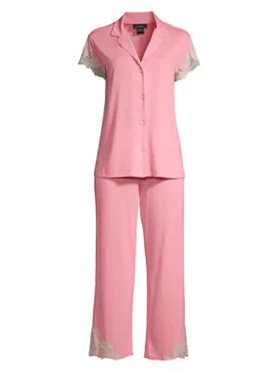 Shop Natori 2-piecelux Shangrila Pajama Set In Bright Pink