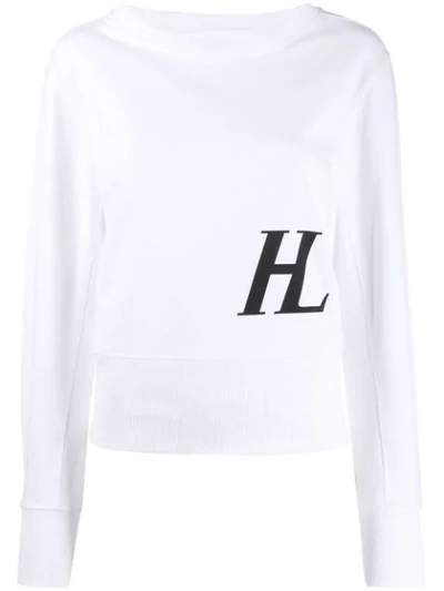 Shop Helmut Lang Wide Crew Neck Sweatshirt In White