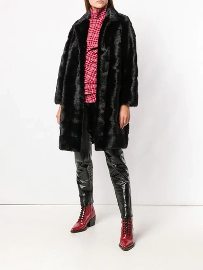 oversize panelled fur coat