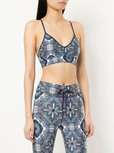 Shop The Upside Ethnic Print Sports Top In Blue