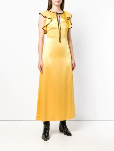 Shop Alexa Chung Ruffle Detail Long Dress In Yellow