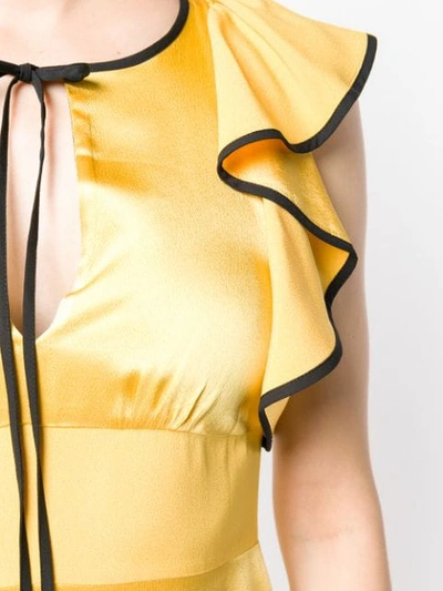 Shop Alexa Chung Ruffle Detail Long Dress In Yellow