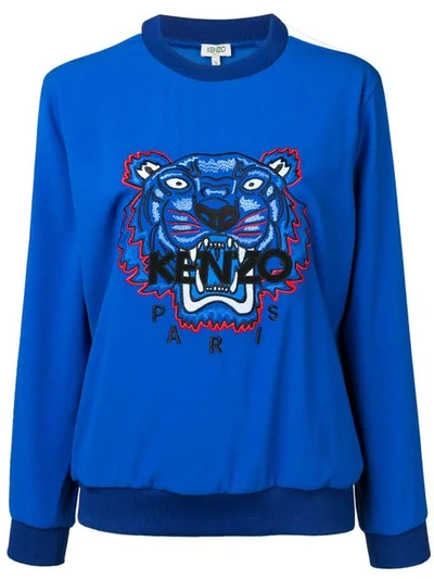 Shop Kenzo Tiger Panelled Sweatshirt In Blue
