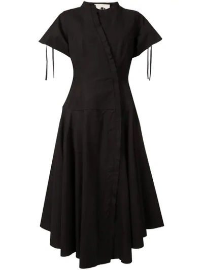 Shop Aganovich Flared Shirt Dress In Black