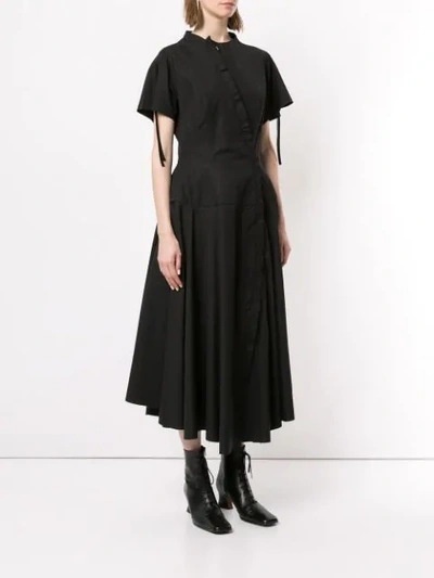 Shop Aganovich Flared Shirt Dress In Black