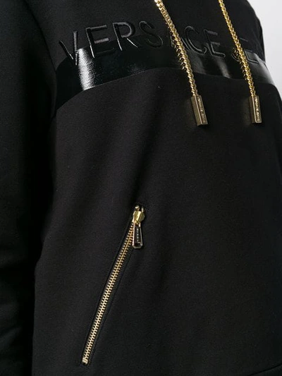 Shop Versace Jeans Chain Detail Hoody In Black
