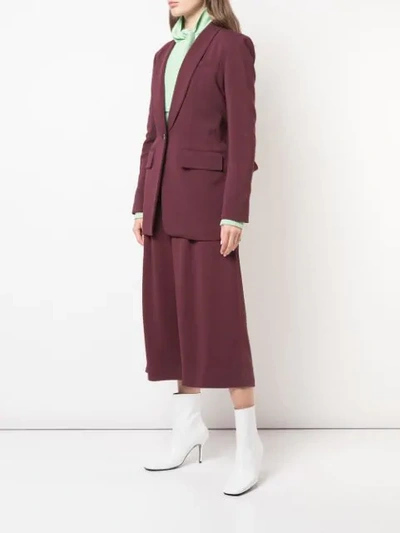 Tibi Burgundy Oversized Tuxedo Blazer With Removable Belt In Purple