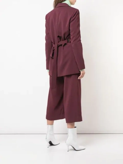 Tibi Burgundy Oversized Tuxedo Blazer With Removable Belt In Purple
