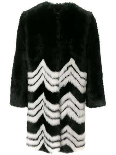 Shop Givenchy Chevron Coat In Black