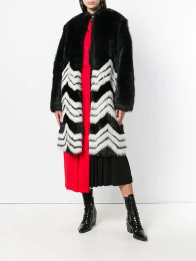 Givenchy Chevron Shearling Coat In Black