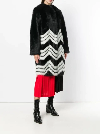 Givenchy Chevron Shearling Coat In Black