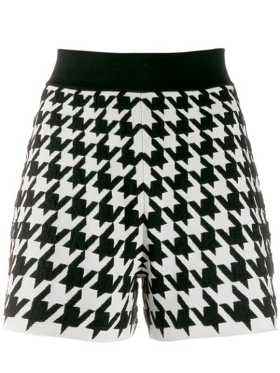 Shop Alexander Mcqueen Houndstooth Knitted Shorts In 9009