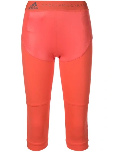 Shop Adidas By Stella Mccartney Cropped Performance Leggings In Orange