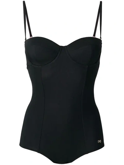 Shop Dolce & Gabbana Balconette Swimsuit In Black