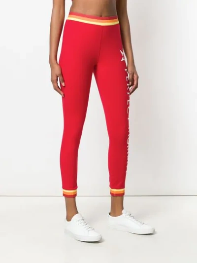 Shop Perfect Moment Race Strip Leggings In Red