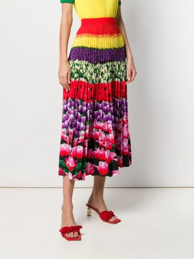 Shop Mary Katrantzou Flower Field Pleated Skirt - Pink